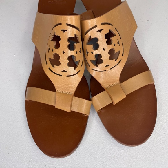 Tory Burch Brown Zoey Mule Slide Wedge Sandal brown tan leather 11 - Picture 10 of 10